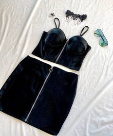 تصویر کراپ دامن چرم 