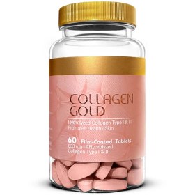 تصویر قرص ضد چروک و جوان کننده کلاژن گلد (Collagen Gold) شرکت توسعه طب آدریان بسته 60 عددی کلاژن گلد