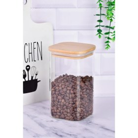 تصویر بانکه شیشه پیرکس مربع ماکارانی 29 سانتی درب چوبی آنتی شوک وارداتی 1758 یونیک 