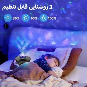 تصویر پروژکتور کهکشانی با اسپیکر بلوتوثی و ریموت کنترل Galaxy projector with Bluetooth speaker & Remote control