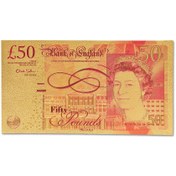 تصویر اسکناس 50 پوند انگلیس - روکش آب طلا 