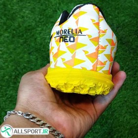 تصویر کفش چمن مصنوعی سایزکوچک میزانو مورلیا طرح اصلی Mizuno Morelia TF Yellow White 