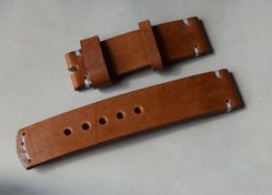 تصویر بند ساعت چرم طبیعی دستساز - ۲۲ / قهوه ای تیره 