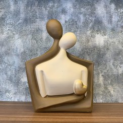 تصویر مجسمه زوج قلبی سایز بزرگ کد ۲۲۰۸ قهوه ای نسکافه ای 