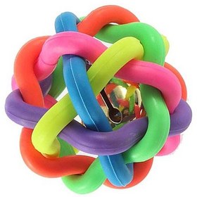 تصویر اسباب بازی دندانی ماکارونی زنگوله دار ا Ball Rainbow Color Rubber Material -s Ball Rainbow Color Rubber Material -s