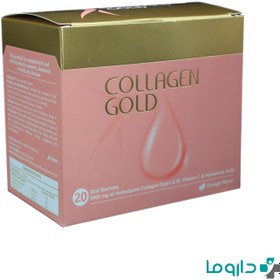 تصویر ساشه مراقبت پوست کلاژن گلد (Collagen Gold) آدریان بسته 20 عددی کلاژن گلد