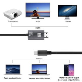 تصویر کابل تبدیل Type-C به HDMI طول 2 متر مدل TH001 ا Cable Type-c to HDMI TH001 Cable Type-c to HDMI TH001