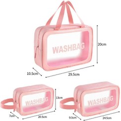 تصویر کیف آرایشی واش بگ مسافرتی سایز متوسط رنگ صورتی 