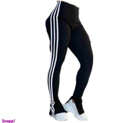 تصویر لگ زنانه بغل چاکدار کبریتی مدل فشن آدیداس رنگ مشکی 