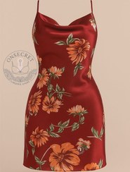 تصویر لباس خواب زنانه ساتن گلدار کد 2029 سایز L و XL 