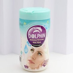 تصویر دستمال مرطوب سیلندر ۸۰ برگ آرایشی دلفین Doolphin