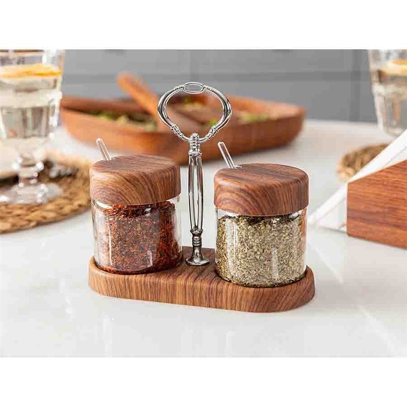 HALVTOM Salt and pepper shakers, glass/brown, 4 ¾ - IKEA