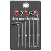 تصویر ست آچار ستاره‌ای کوتاه 6 عددی فورس کد 50621L 