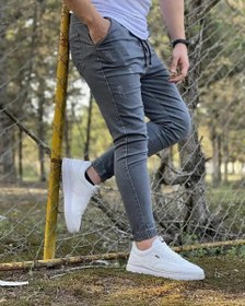 تصویر شلوار اسلش جین طوسی - 3 Men's Gray Denim Slash Pants