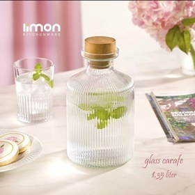 تصویر بطری آب درب چوبی 1.350 لیتر لیمون کد 2271 Water bottle with wooden lid 1.350 liters limon code 2271