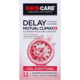 تصویر کاندوم تأخیری 12عددی سوئیس کر Swisscare Delay Mutual Climax 12Numbers