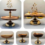 تصویر سرویس پذیرایی چوب، طرح گنجشک و برگ 