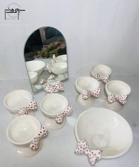 تصویر ست ظرف هفت سین سرامیکی ۸ تیکه پاپیونی کد S077 