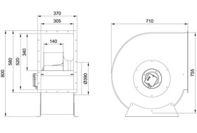 تصویر اگزاست فن سانتریفیوژ دمنده یکطرفه بکوارد BEB-50-14R6S 