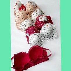 تصویر سوتین اسفنجی نیم جک نخی فنردارسایزبندی ۷۵ تا۸۵ - کرم / Push up bra