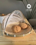 تصویر سبد حصیری دست‌ساز نوار بامبو | سه سایز کاربردی و مینیمال برای چیدمان خاص آشپزخانه - قطر ۳۰ سانت 