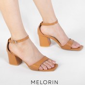 تصویر صندل ملورین قهوه ای شتری پاشنه پهن 5 سانت کد 502brown 