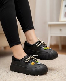 تصویر کراکس زنانه تو کرکی مشکی وارداتی کفی حوله ای ZIZHEN 