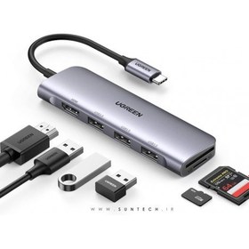 تصویر UGREEN 6 in 1 USB C Hub Multiports Type C 