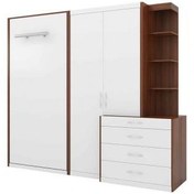 تصویر تخت تاشو تک نفره عمودی با کمد دیواری KN10 