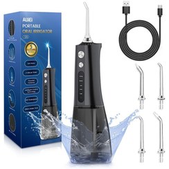 تصویر واترجت برند AUIEI مدل Y209 دارای ۸ عدد سری UIEI Water Flosser for Teeth Cordless, Professional Oral Irrigator 5 Modes & 4 Jet Tips USB-C Rechargeable Teeth Cleaner Portable 300ML Dental Tooth Care Tool Kits Home Use Travel (Black)