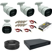 تصویر پک دوربین مداربسته 4 کانال 5 مگاپیکسل AHD دید در شب رنگی کد 1419 CCTV AHD Package 4ch 5mp WarmLight 1419