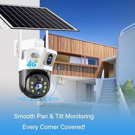 تصویر دوربین خورشیدی دو لنز مدل V380 ۴G سیمکارتی 