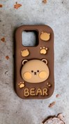 تصویر قاب ایفون خرسی پاپ سوکت دارcute bare - قهوه ای روشن / IP 14P.M/IP 15P.M case iphone cutebare