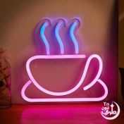 تصویر تابلو نئون کافه قهوه فنجان تابلو نئون 
