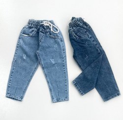 تصویر شلوار جین ، شلوار لی مام استایل گرم بالا - آبی 