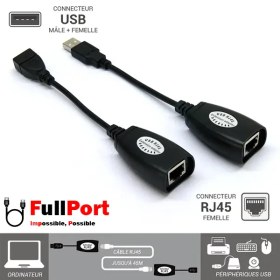 تصویر توسعه دهنده USB روی کابل شبکه 60 متر فرانت مدل FN-U1E60 FARANET FN-U1E60 USB Extender Cable 60M