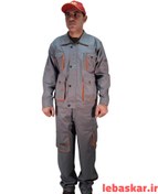 تصویر لباس کار کتان پاور طوسی نارنجی 