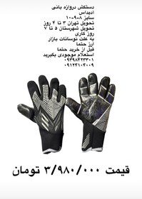 تصویر دستکش دروازه بانی آدیداس مشکی سفید اورجینال سایز ۸-۹-۱۰ - سایز Adidas predator goalkeeper gloves