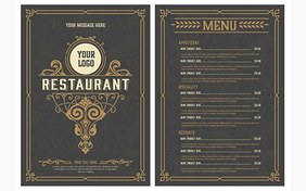 تصویر منو رستوران و فست فود و کافه – Restaurant menu template vintage style 