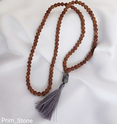 تصویر رودراکشا سایز ۸ همراه با سنگ کوارتز مویی و نقره عیار ۹۲۵ Rudraksha mala