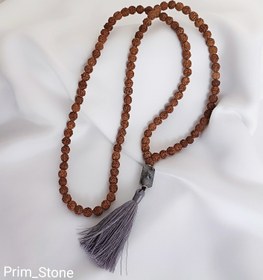 تصویر رودراکشا سایز ۸ همراه با سنگ کوارتز مویی و نقره عیار ۹۲۵ Rudraksha mala