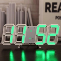 تصویر ساعت دیجیتالی 3 بعدی سفید 3 آلارمه با دماسنج USB 3D digital clock