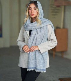 تصویر شال بوکله پاییزه ۴طرف ریش - طوسی 