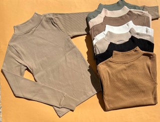 تصویر بلوز یقه پنج (فینگردار) زنانه کد 1030 - کرم Women's five-neck blouse (with fingers), code 1030