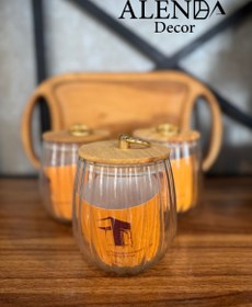 تصویر بانکه شیشه ای تپل درب چوبی 