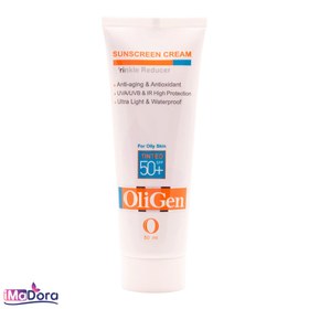 تصویر کرم ضدآفتاب الی ژن رنگی مناسب پوست چرب SPF50 OliGen Sunscreen Tinted For Oily Skin SPF50 cream 50ml