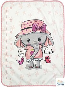 تصویر زیرانداز نوزاد فیل کلاه دار صورتی طوسی دخترانه 