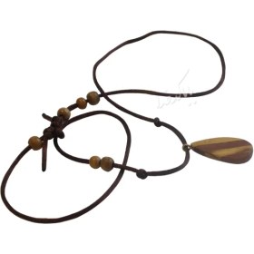 تصویر گردنبند چوبی مدل اشک 