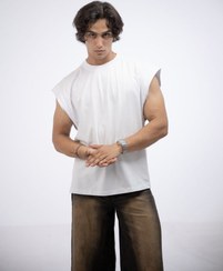 تصویر تیشرت وست کاور آستین حلقه ای مردانه | سفید 