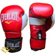 تصویر دستکش بوکس آتل دار چرم طبیعی اورلست EVERLAST حرفه‌ای 12 اونس 